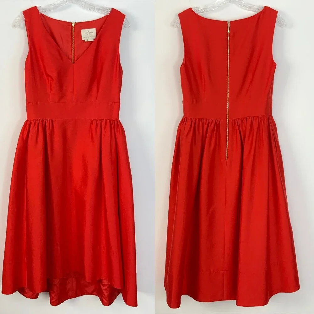 Kate Spade New York Red Heritage it & Flare Silk Dress Sz 8